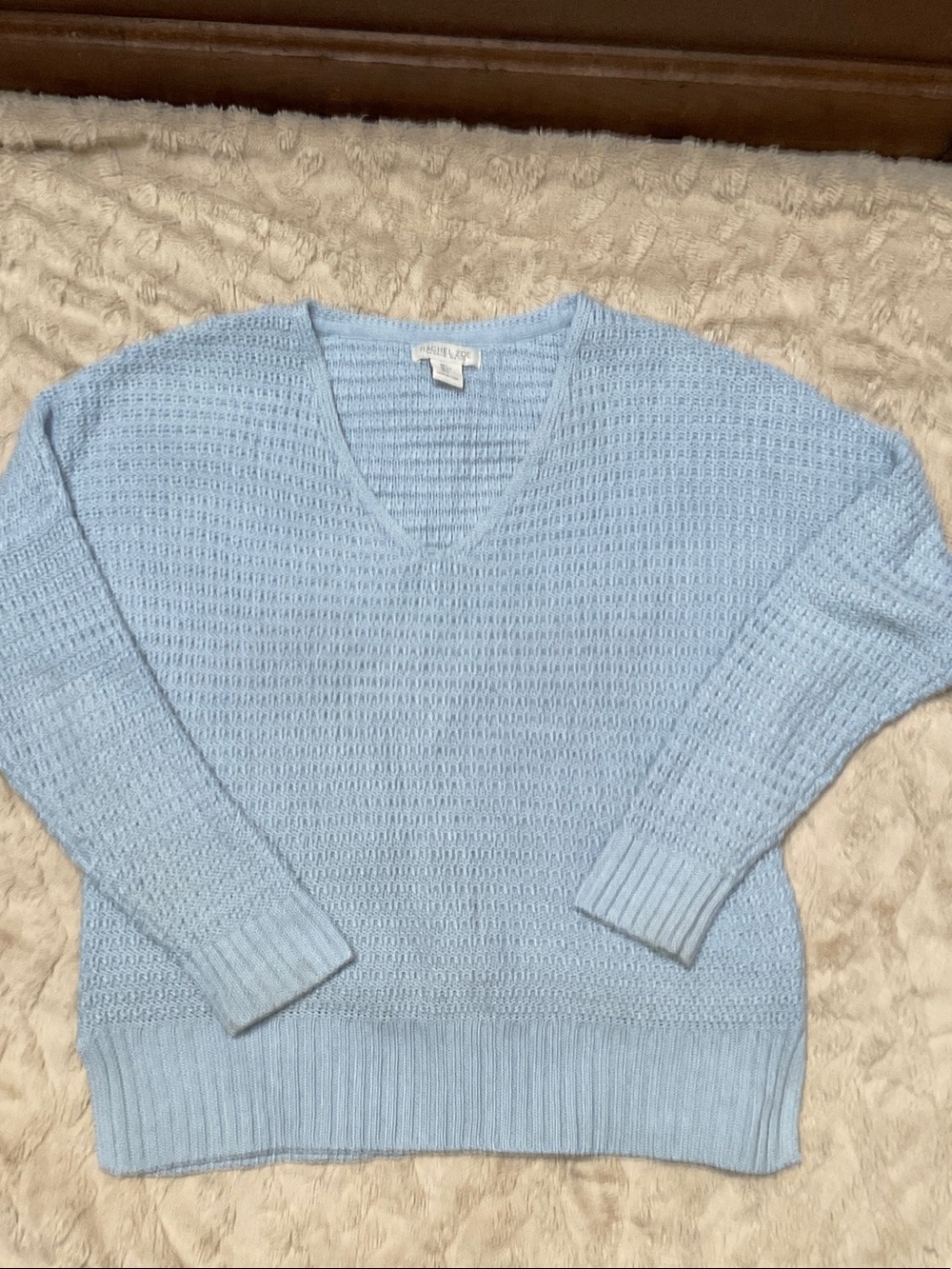 Rachel Zoe Sky Blue V-Neck Knit Sweater